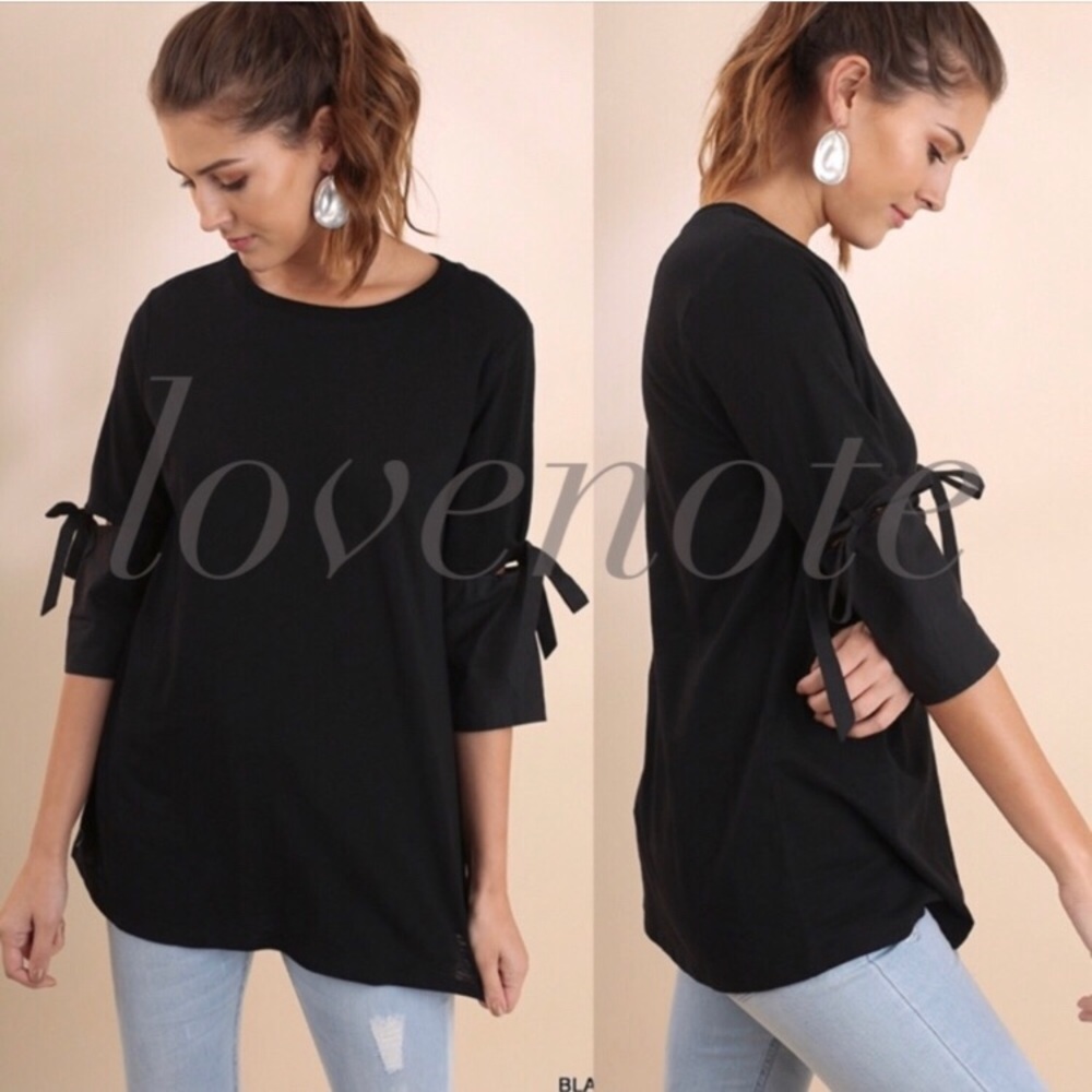 Cute Lovenote oversized Black Tunic Tie Top. Med
